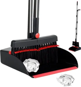 Household Telescopic Handle Self Cleaning Hard Broom Sweeper Brush and Standing Dustpan
