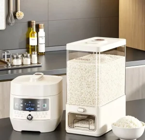 Household food grade plastic rice box rice storage container multifunctional household kitchen rice dispenser