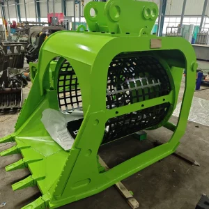 Hydraulic Excavator Bucket Rock Soil Sand Stone Sorting Rotary Screening Bucket