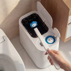 Hygienic Eco Friendly Disposable Plastic Toilet Cleaning Wand with Storage Container 2 in 1 Brush Trash Can Design Refill Heads