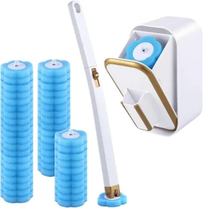 Hygienic Wall Mounted Silicone Cleaning Brush Set One Touch Replaceable