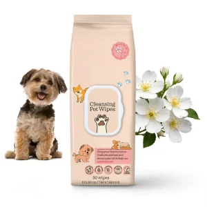 Hypoallergenic Pet No Rinse Bathing Wipes Dog Cleaning Deodorizing Wipes for Paws Ears Butt