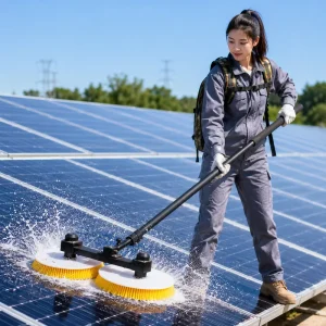 IP65 Waterproof Dual-Head Solar Panel Cleaning Robot Electric Double-Disc Rotary Brush Machine with 350 RPM Speed