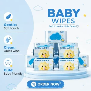 ISO FSC Certified Natural Non-Woven 80pcs Disposable Unscented Baby Wet Wipes for Newborns