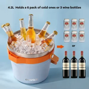 Ice Bucket Set with Scoop Tongs Hanging Container Insulated Outdoor Cooler for Beer Custom Logo Portable Drink Chiller