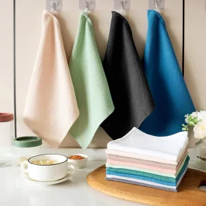 In Stock Black Green Blue 35*35cm Square 100% Cotton Waffle Kitchen Dish Towel Super Absorbent Kitchen Cleaning Towel Tea Towel