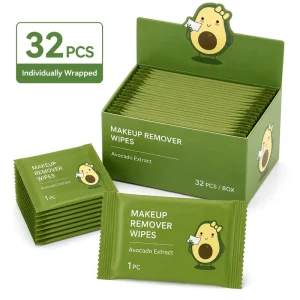 Individually Wrapped Makeup Remover Wipes Avocado Extract Gentle Facial Cleansing Wipes Custom Packaging
