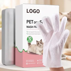 Individually Wrapped No-Rinse Deodorizing Dog and Cat Grooming Glove Pet Wipes