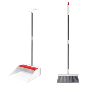 Indoor Broom & Dustpan Thick Set PET Broomstick for Household Cleaning Cleaner Sweeping Broom