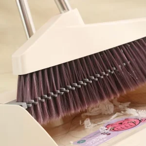 Indoor Outdoor Upright Broom Brush and Large-Capacity Dustpan Combo for Home