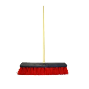 Indoor and Outdoor Wooden Broom with Plastic Push Mop and Colored Dustpan