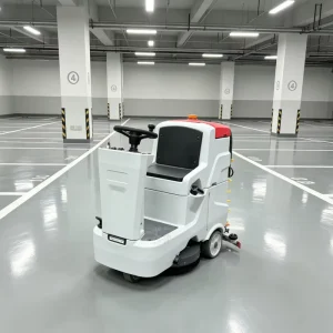 Industrial Battery-Powered Ride-On Floor Sweeping and Scrubbing Machine for Large Commercial Areas
