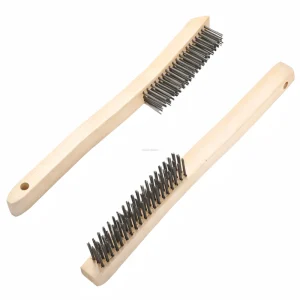 Industrial Cleaning Brush & Heavy Duty Stainless Steel Nylon Wood Handle for Rust Removal
