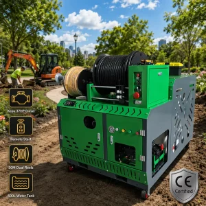 Industrial Cold-Water Diesel Jet Power High-Pressure Cleaner Sewer Washer Drain Cleaning Machine for Drain Pipes