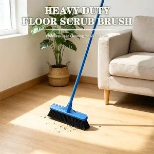Industrial Commercial Hard Stiff Thick Bristle Sweeping Brush Broom with Handle for Deck Cleaning