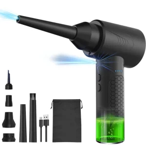 Industrial Cordless Battery-Powered Air Duster Blower Portable Car & Office Keyboard Cleaner with Vacuum Storage Bag