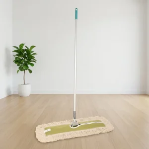 Industrial Dust Mop 360 Swivel Green Flat Mop Aluminum Handle Washable Pad for Commercial Office Mall Floor Cleaning