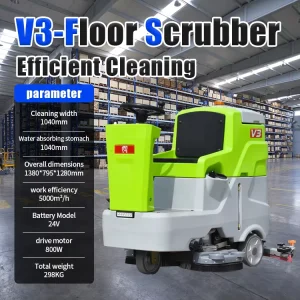 Industrial Electric Dual-Brush Floor Scrubber with 380mm Brushes and 5000 m²/h Efficiency