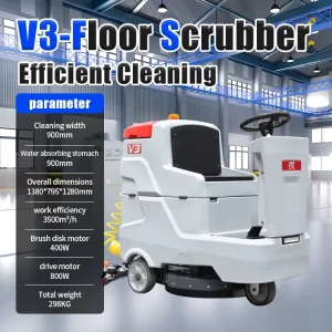 Industrial Electric Floor Scrubber, 900mm Cleaning Path, 95L Solution Tank, Factory Direct Supply