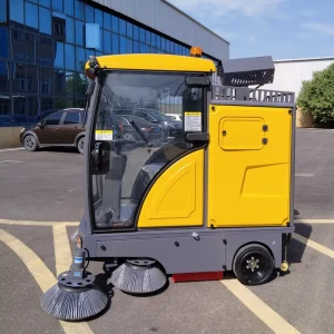 Industrial Electric Ride-On Floor Cleaning Machine with Leaf Collection Vacuum Self-Unloading Cordless Street Sweeper Truck
