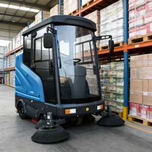 Industrial Electric Ride-On Self-Propelled Floor Scrubber Dryer with Side Brush, 150Ah Battery, 3500W