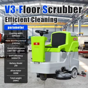 Industrial Floor Scrubber with 5000 m²/h Efficiency and 6-Hour Charging for Parking Garages