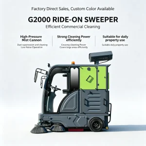 Industrial Floor Washer Cleaning Machine Battery-Operated High-Pressure Fog Cannon Large Dust Bin for Factory Plants