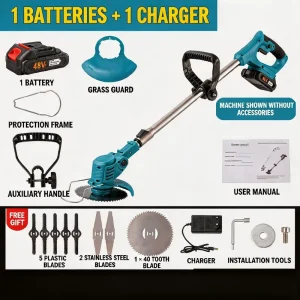 Industrial Grade 1000mm Wireless Electric Lawnmower 21V Brushless Motor 180W High Power Foldable Compact Design Rechargeable
