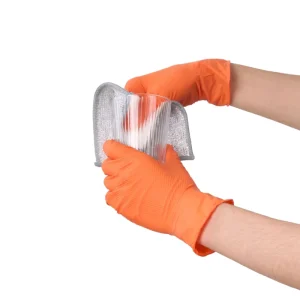 Industrial-Grade Orange Powder-Free Nitrile Diamond Gloves, 7g-8.5g