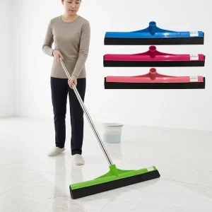 Industrial Heavy Duty Floor Squeegee Wiper Rubber Bristle Iron Broomstick Durable Metal Handle Quick Dry Waterproof for Outdoor
