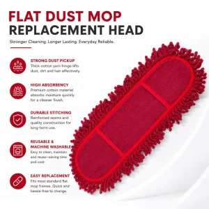 Industrial Oil Dust Mop Head Red Pocket Cotton Flat Mop Custom Durable Mop Refill for Market Commercial Floor Cleaning Tools