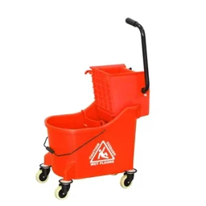 Industrial Plastic Mop Bucket with Wringer on Wheels Hand Heavy Carts & Trolleys