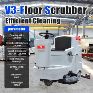 Industrial Ride-On Floor Scrubber, 105L Fresh Water Tank, 110L Dirty Water Tank, CE Standard