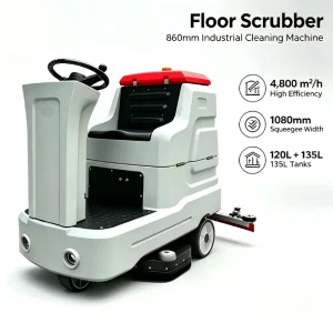 Industrial Ride on Floor Scrubber 860mm Width 120L Water Tank Electric Floor Cleaning Machine for Warehouse Factory