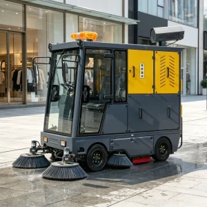 Industrial Sweeper for Dust and Liquid, Wet and Dry Floor Cleaning with Brush