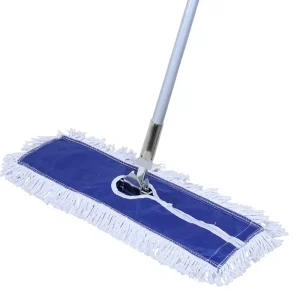 Industrial Swivel Cotton Yarn with Blue Waterproof Rainproof Cloth Base Metal Handle Dust Mop for Commercial Floor Cleaning