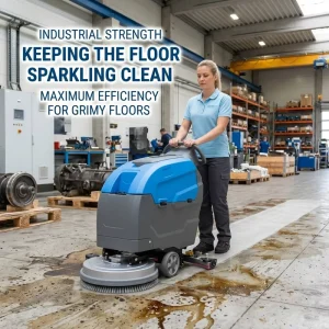 Industrial Walk Behind Floor Scrubber 24V 100Ah Battery 60L Tank 540mm Width Scrubber Dryer for Factory Warehouse