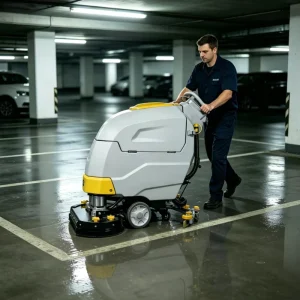 Industrial Walk-Behind Floor Scrubber Dryer with Large Water Tank
