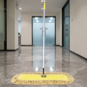 Industrial Yellow Dust Mop for Large Area Cleaning 360 Swivel Flat Mop Aluminum Handle for Office Hotel Mall Lobby Floor