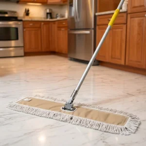 Institutional Industrial Dust Mop 360 Swivel Yellow Flat Mop Aluminum Handle for Mall Lobby Facility Cleaning