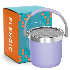 Insulated Double-Wall Orange Stainless Steel Ice Bucket with Lid and Handles for Beer and Wine Bottles