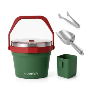 Insulated Ice Cooler Bucket 4.2L with Clear Lid Dishwasher Safe Double Wall Vacuum for Outdoor Gathering