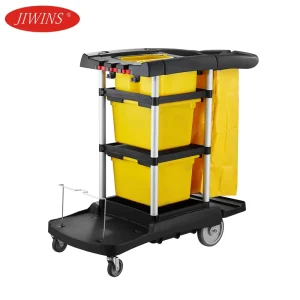 JIWINS Heavy Duty Rust Resistant 600 lb Capacity 3 Tier Mobile Hotel Room Service Housekeeping Cart with 4 Casters