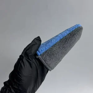 JYM B0715 Two Layer Microfiber Car Polishing Mitt Blue Grey Dual Surface Absorbent Lint Free Wax Applicator Glove