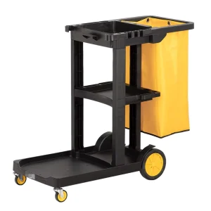 Janitorial Cart Cleaning Carts on Wheels 3 Shelf Commercial Traditional Housekeeping Cart with Gallon Bag and Rubber Gloves