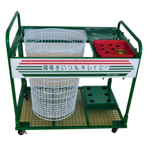 Japanese Style Steel Cleaning Cart with Basket Foldable Trolley for Property Warehouse Janitorial