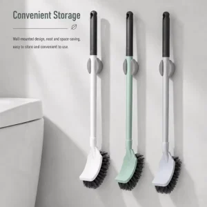 Jesun Durable PET Toilet Cleaning Brush with Long Handle and Comfort Handle Plastic Bathroom Caddy with Bristles