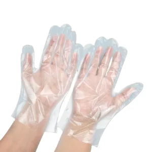 Jiamei 100PCS Commercial PE Disposable Gloves EN ISO 374 21420 CE Certified Anti Slip Water Proof Food Catering Crayfish