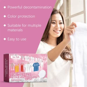 Jue Fish 10pcs Bio Enzyme Cleaning Tablets Oil Food Stains Removing Clothing Color Protecting Biotin Clothes Cleaning Tablet