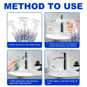 Jue Fish 60ml Bathroom Descaler Faucet Bathtub Dirt Washbasin Limescale Stains Removing Cleaner Spray